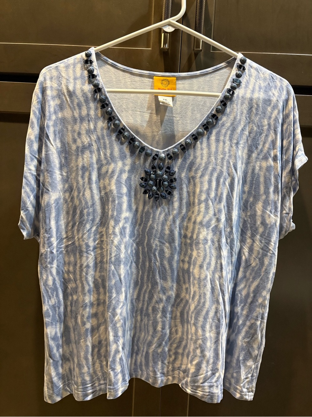 Ruby Rd. Petite Jeweled V-Neck Top, PXL